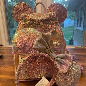 Loungefly Pink Earidescent bag+ears